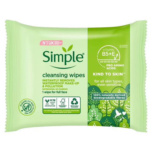 Simple cleansing facial wipes - simple,
